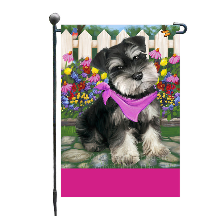 Personalized Spring Floral Schnauzer Dog Custom Garden Flags GFLG-DOTD-A62978