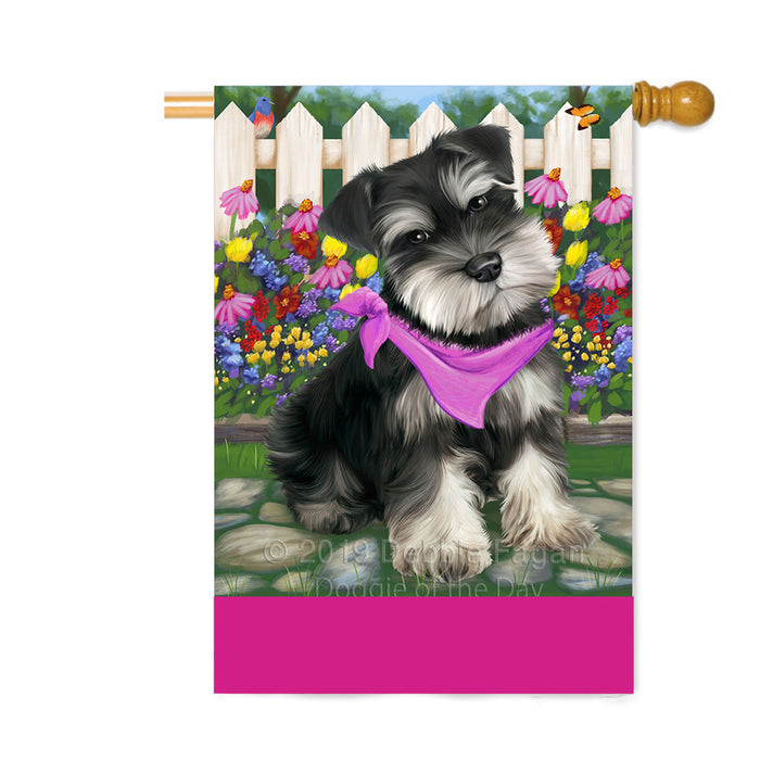 Personalized Spring Floral Schnauzer Dog Custom House Flag FLG-DOTD-A63034