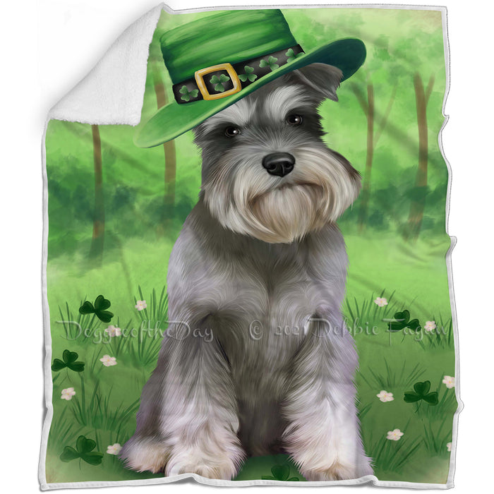 St. Patricks Day Irish Portrait Schnauzer Dog Blanket BLNKT58899