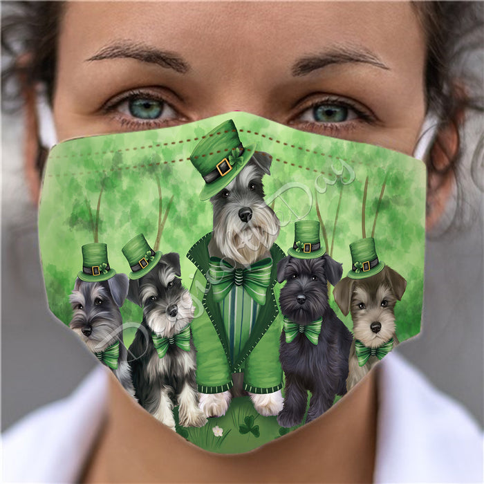 St. Patricks Day Irish Schnauzer Dogs Face Mask FM50183