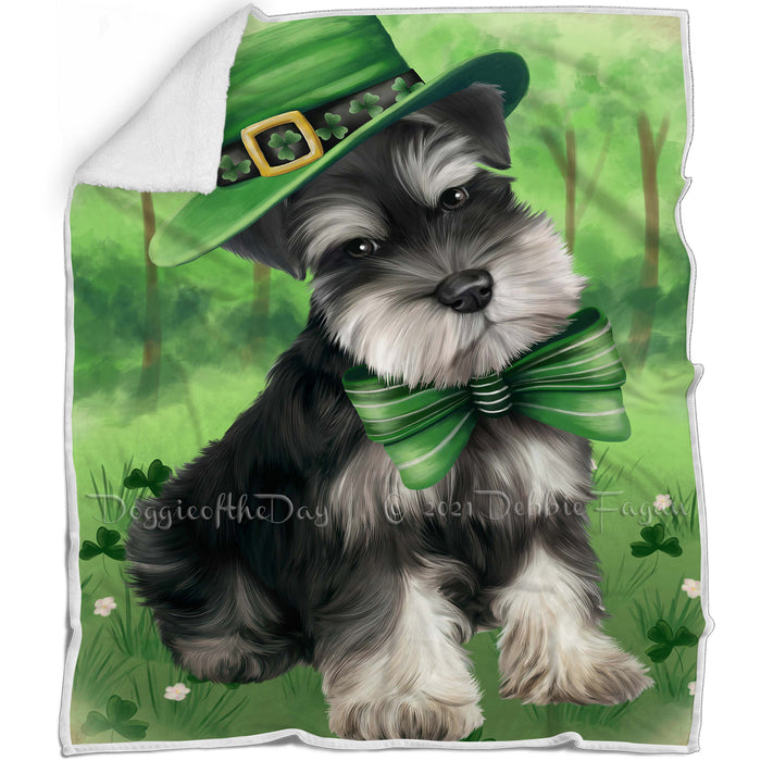 St. Patricks Day Irish Portrait Schnauzer Dog Blanket BLNKT58917