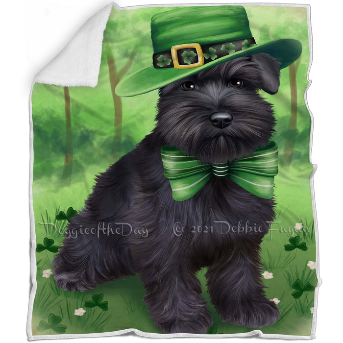 St. Patricks Day Irish Portrait Schnauzer Dog Blanket BLNKT58926