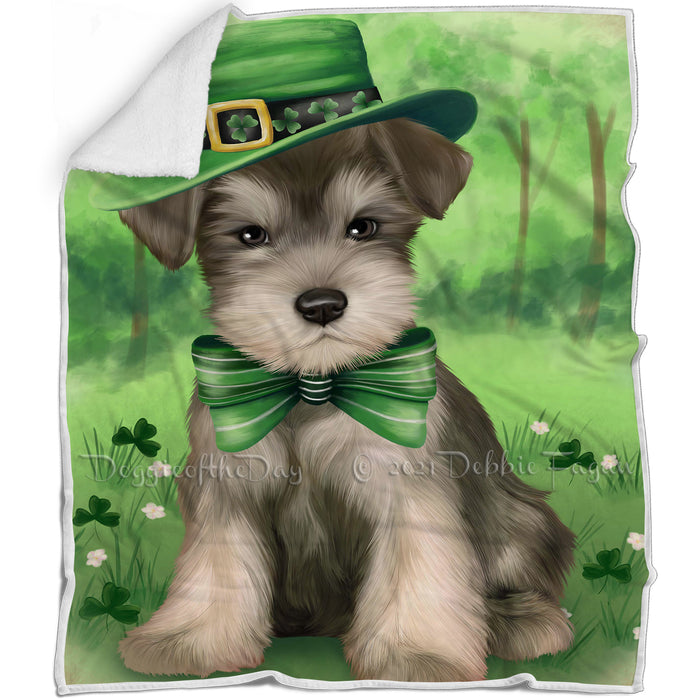 St. Patricks Day Irish Portrait Schnauzer Dog Blanket BLNKT58935