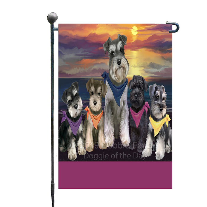 Personalized Family Sunset Portrait Schnauzer Dogs Custom Garden Flags GFLG-DOTD-A60627