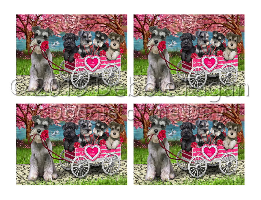 I Love Schnauzer Dogs in a Cart Placemat