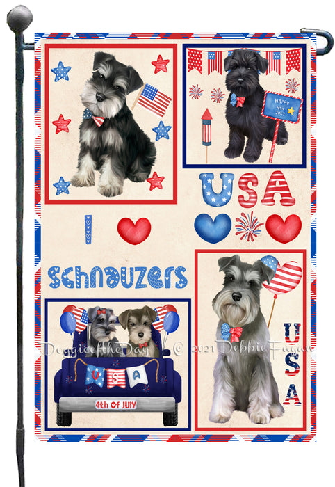 4th of July Independence Day I Love USA Schnauzer Dogs Garden Flag GFLG66935