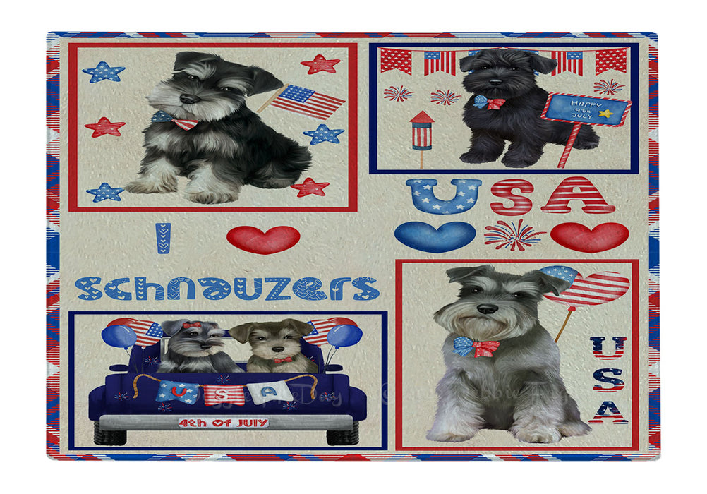4th of July Independence Day I Love USA Schnauzer Dogs Cutting Board - For Kitchen - Scratch & Stain Resistant - Designed To Stay In Place - Easy To Clean By Hand - Perfect for Chopping Meats, Vegetables