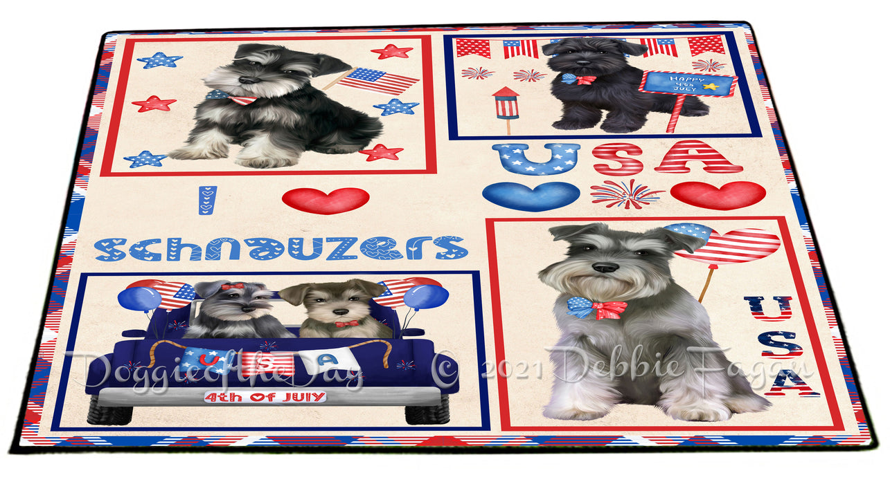 4th of July Independence Day I Love USA Schnauzer Dogs Floormat FLMS56311 Floormat FLMS56311