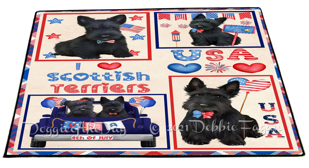 4th of July Independence Day I Love USA Scottish Terrier Dogs Floormat FLMS56314 Floormat FLMS56314