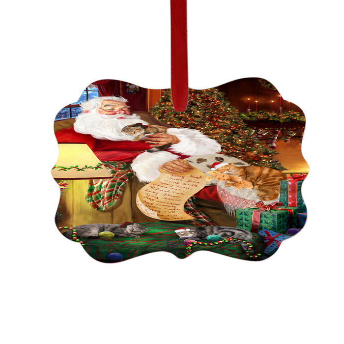 Scottish Fold Cats and Kittens Sleeping with Santa Double-Sided Photo Benelux Christmas Ornament LOR49316