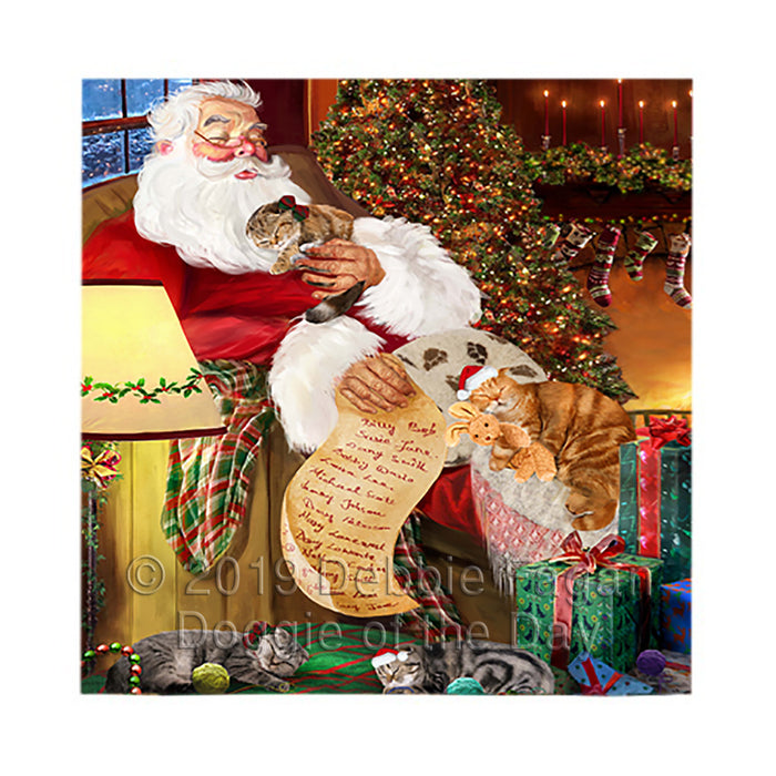 Santa Sleeping with Scottish Fold Dogs Square Towel 