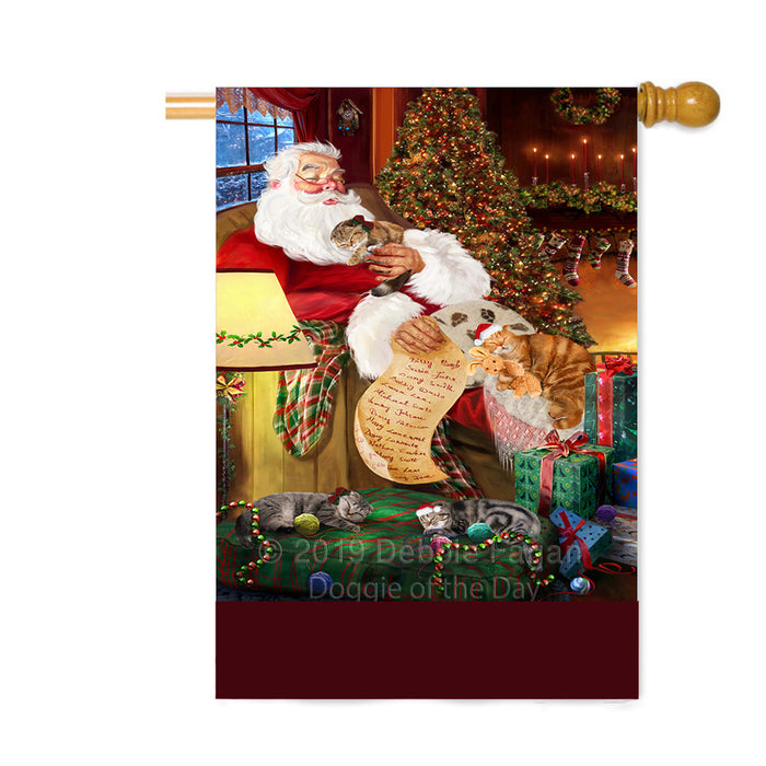 Personalized Sheltie Dogs and Puppies Sleeping with Santa Custom House Flag FLG-DOTD-A62723