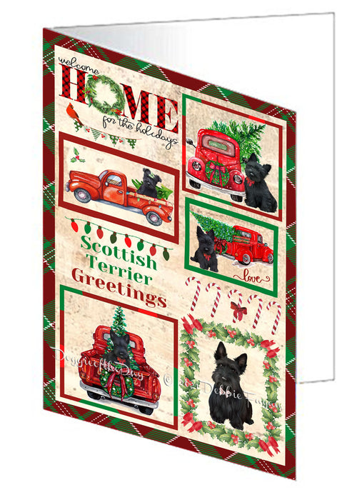 Welcome Home for Christmas Holidays Scottish Terrier Dogs Handmade Artwork Assorted Pets Greeting Cards and Note Cards with Envelopes for All Occasions and Holiday Seasons GCD76280