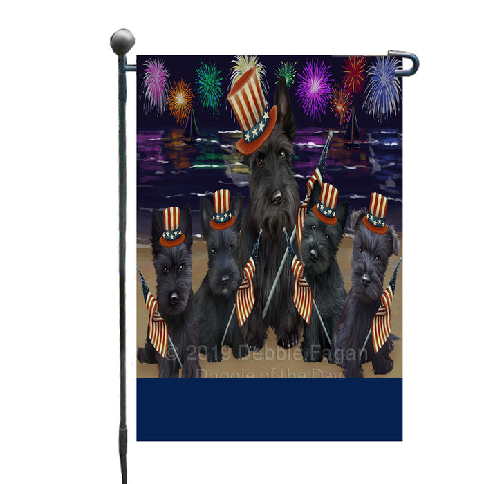 Personalized 4th of July Firework Scottish Terrier Dogs Custom Garden Flags GFLG-DOTD-A58067