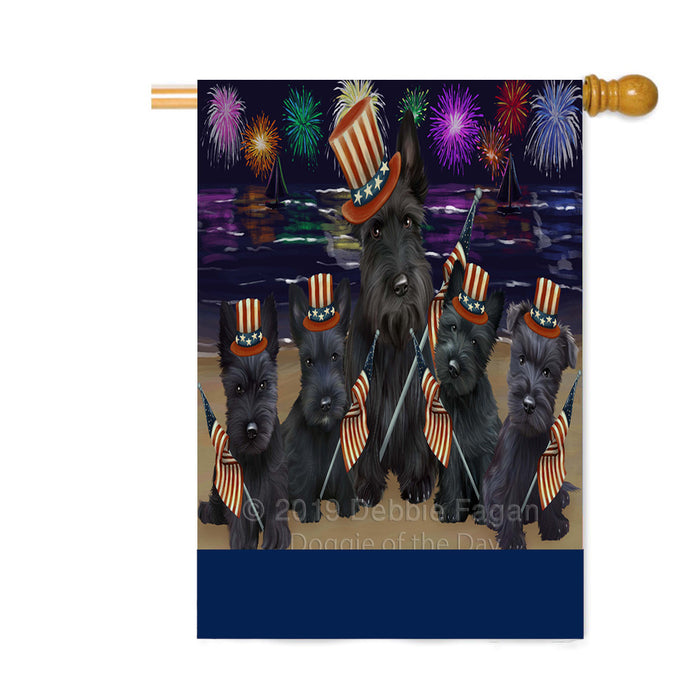 Personalized 4th of July Firework Scottish Terrier Dogs Custom House Flag FLG-DOTD-A58123