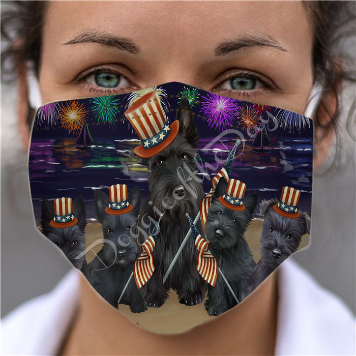 4th of July Independence Day Scottish Terrier Dogs Face Mask FM49437