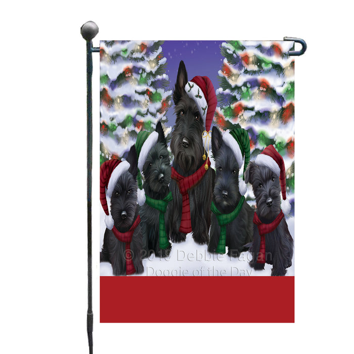 Personalized Christmas Happy Holidays Scottish Terrier Dogs Family Portraits Custom Garden Flags GFLG-DOTD-A59145
