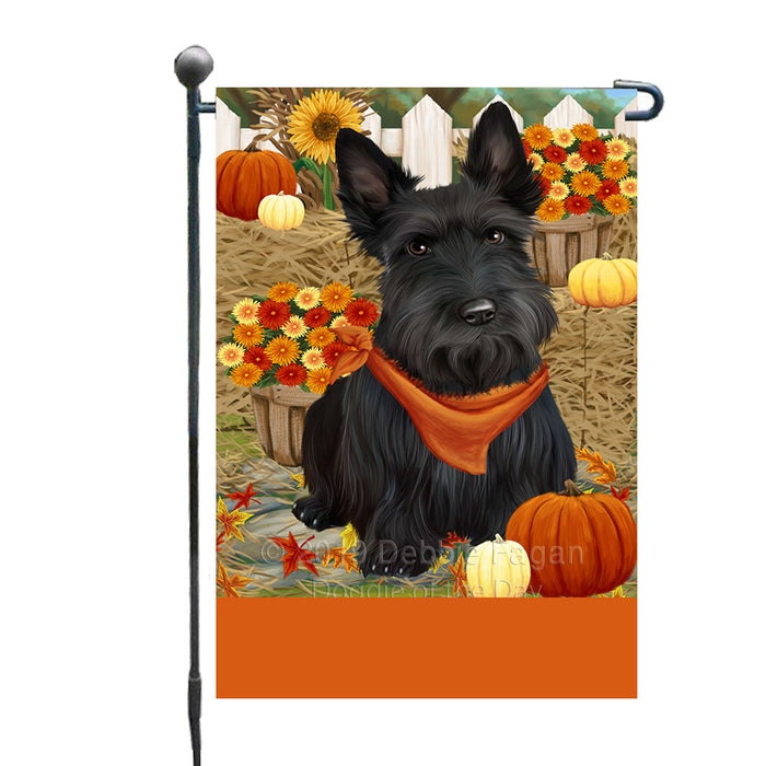 Personalized Fall Autumn Greeting Scottish Terrier Dog with Pumpkins Custom Garden Flags GFLG-DOTD-A62036
