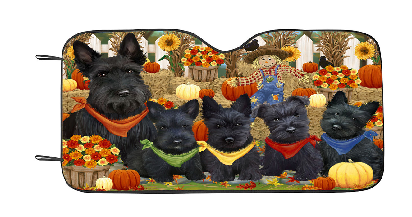 Fall Festive Harvest Time Gathering Scottish Terrier Dogs Car Sun Shade