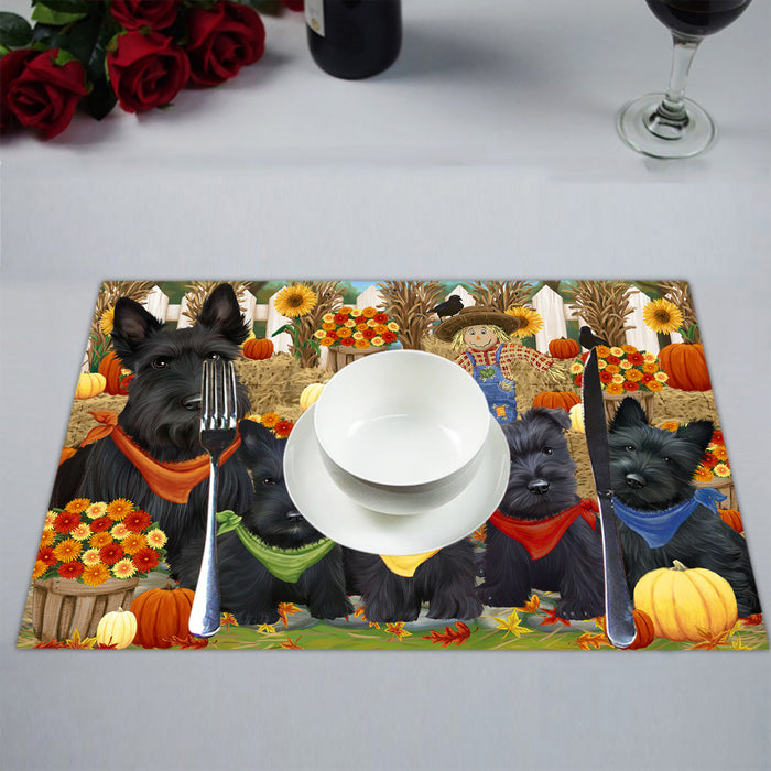 Fall Festive Harvest Time Gathering Scottish Terrier Dogs Placemat