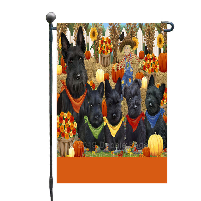 Personalized Fall Festive Gathering Scottish Terrier Dogs with Pumpkins Custom Garden Flags GFLG-DOTD-A62037
