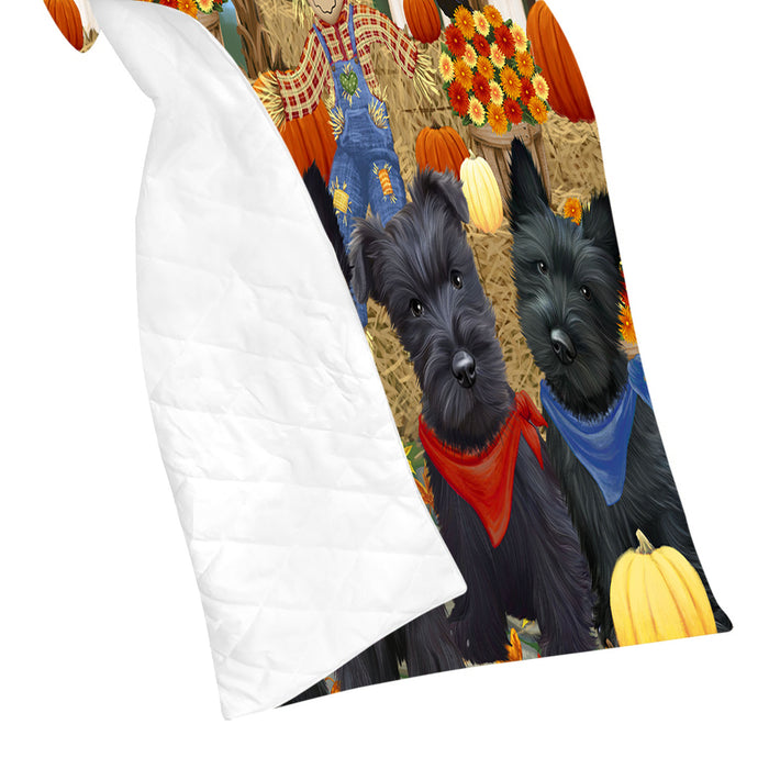 Fall Festive Harvest Time Gathering Scottish Terrier Dogs Quilt