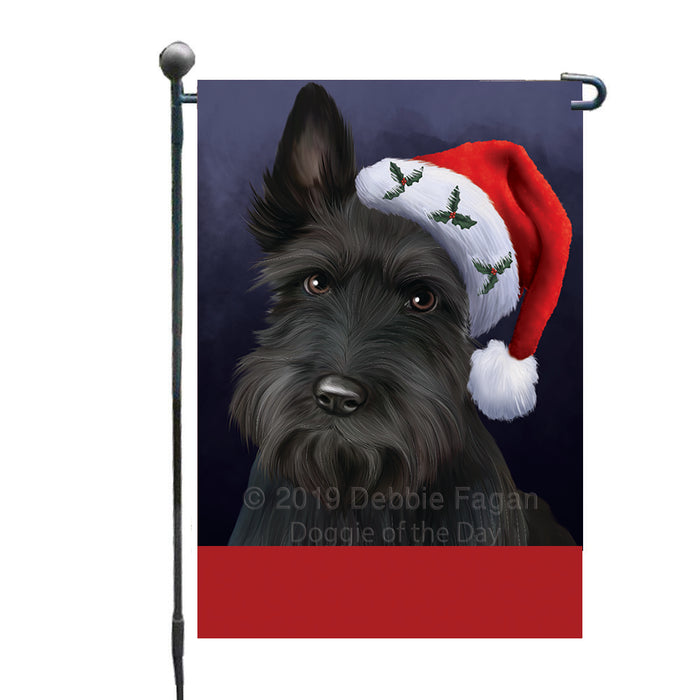 Personalized Christmas Holidays Scottish Terrier Dog Wearing Santa Hat Portrait Head Custom Garden Flags GFLG-DOTD-A59855