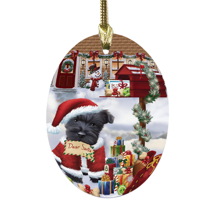 Scottish Terrier Dog Dear Santa Letter Christmas Holiday Mailbox Oval Glass Christmas Ornament OGOR49080