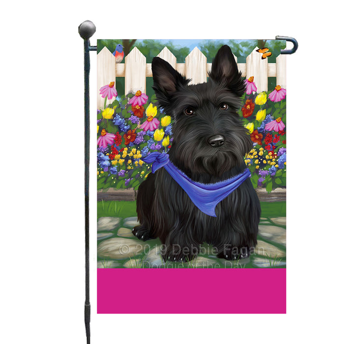 Personalized Spring Floral Scottish Terrier Dog Custom Garden Flags GFLG-DOTD-A62979