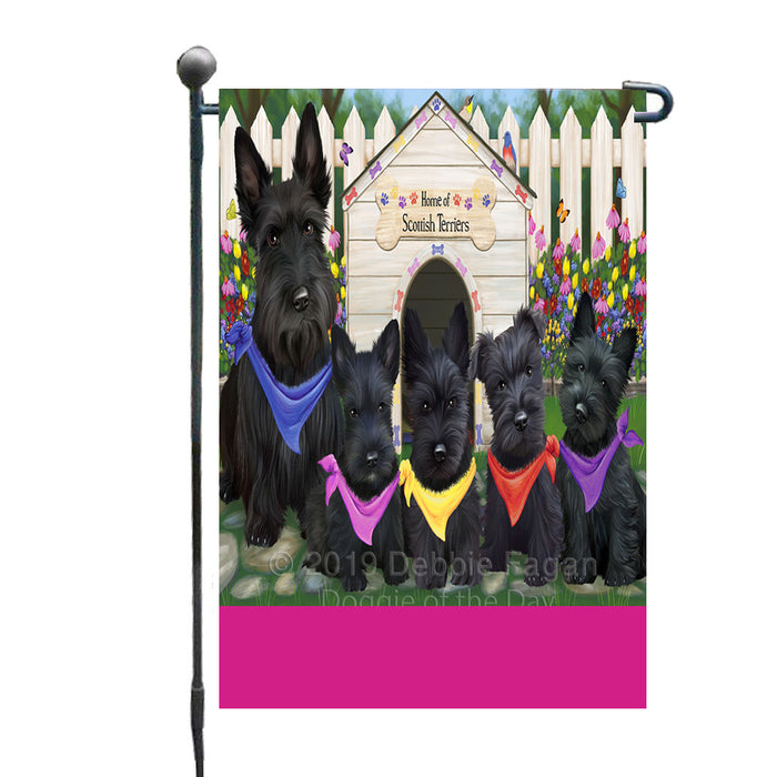 Personalized Spring Dog House Scottish Terrier Dogs Custom Garden Flags GFLG-DOTD-A62980