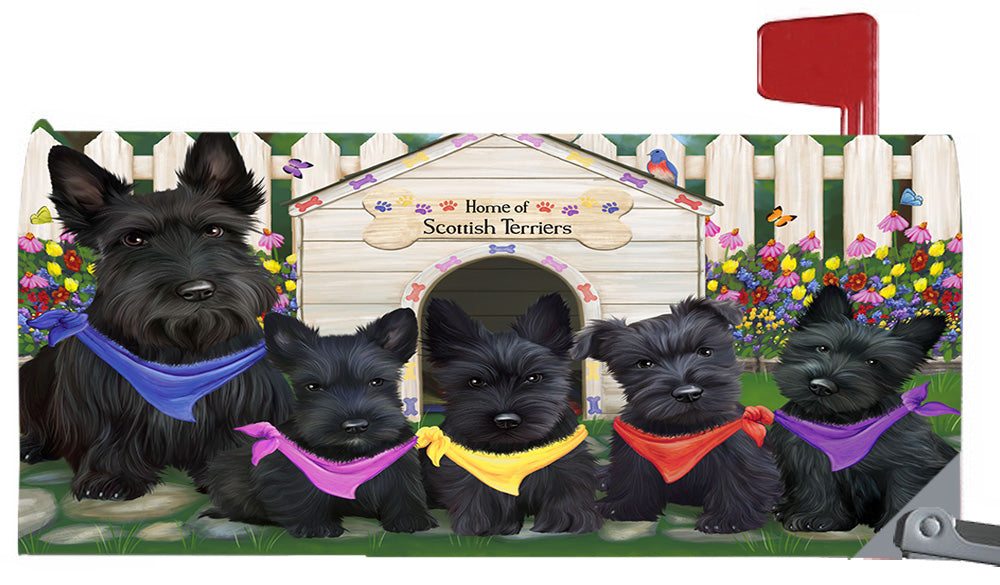 Spring Dog House Scottish Terrier Dogs Magnetic Mailbox Cover MBC48672