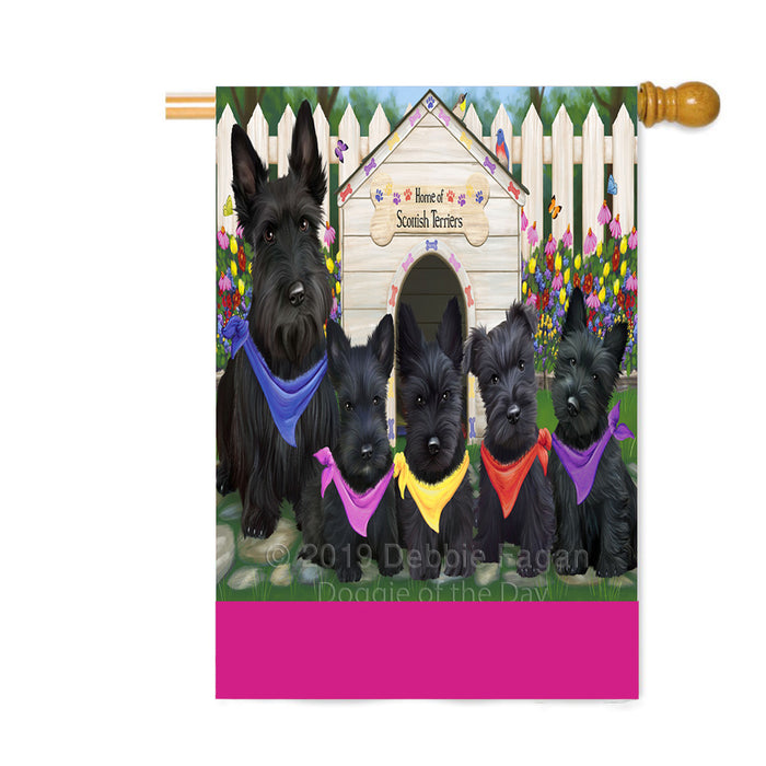 Personalized Spring Dog House Scottish Terrier Dogs Custom House Flag FLG-DOTD-A63036