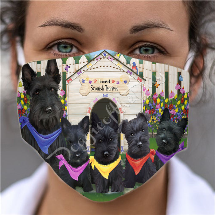 Spring Dog House Scottish Terrier Dogs Face Mask FM48829