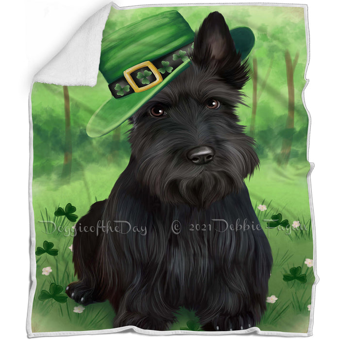 St. Patricks Day Irish Portrait Scottish Terrier Dog Blanket BLNKT58944