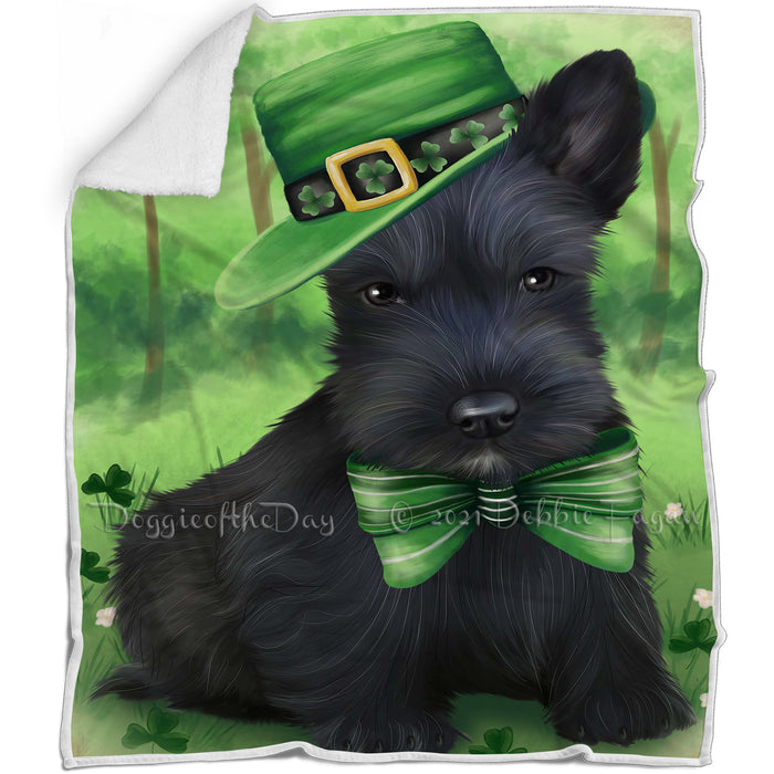 St. Patricks Day Irish Portrait Scottish Terrier Dog Blanket BLNKT58962