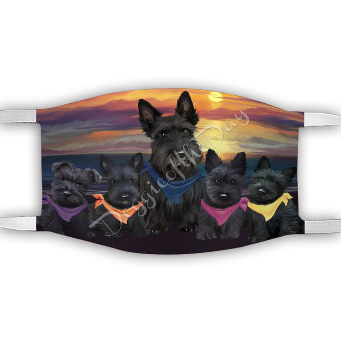 Family Sunset Scottish Terrier Dogs Face Mask FM49233