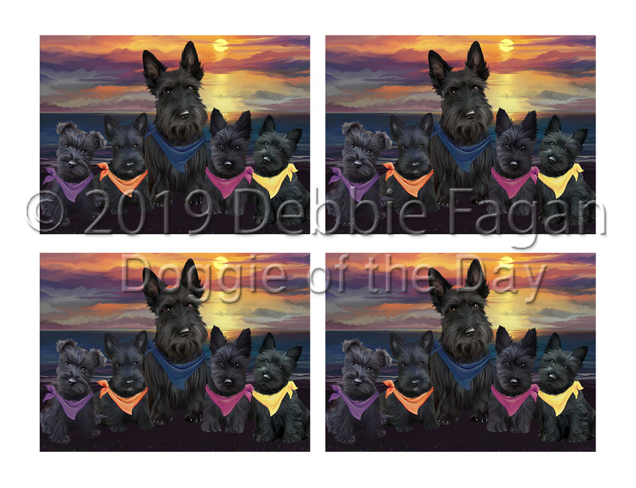 Family Sunset Portrait Scottish Terrier Dogs Placemat