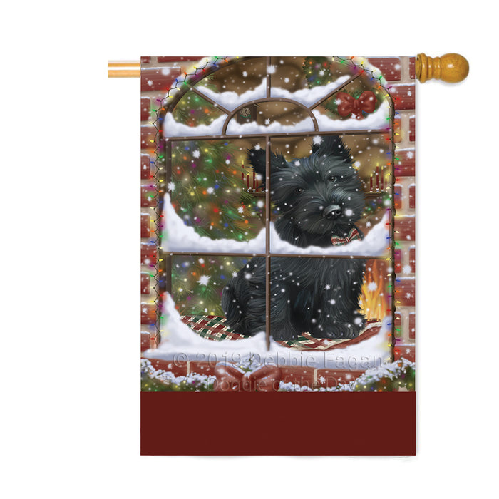 Personalized Please Come Home For Christmas Scottish Terrier Dog Sitting In Window Custom House Flag FLG-DOTD-A60256