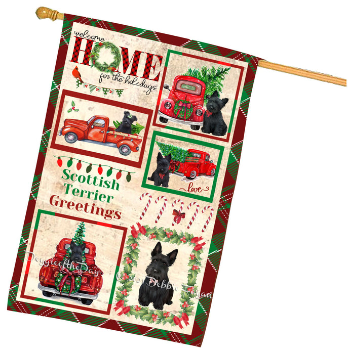 Welcome Home for Christmas Holidays Scottish Terrier Dogs House flag FLG67048