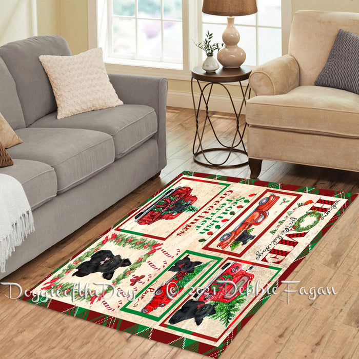 Welcome Home for Christmas Holidays Scottish Terrier Dogs Polyester Living Room Carpet Area Rug ARUG65151