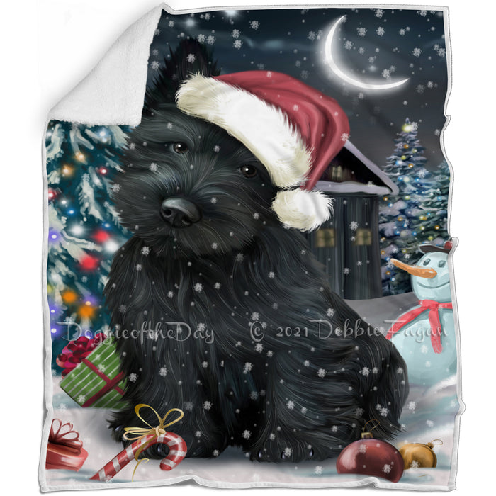 Have a Holly Jolly Christmas Scottish Terriers Dog in Holiday Background Blanket D162