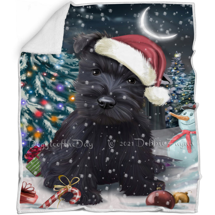 Have a Holly Jolly Christmas Scottish Terriers Dog in Holiday Background Blanket D163