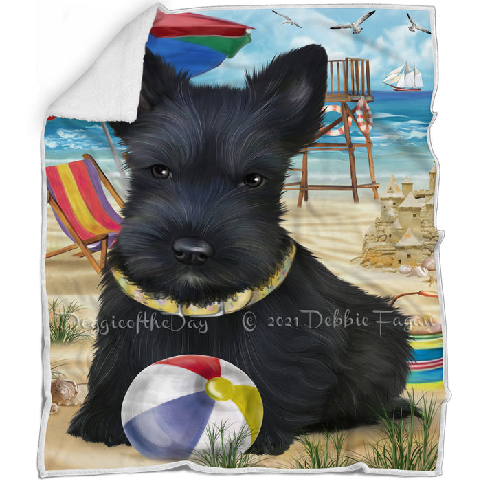 Pet Friendly Beach Scottish Terrier Dog Blanket BLNKT66369