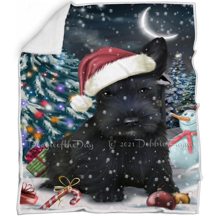 Have a Holly Jolly Christmas Scottish Terriers Dog in Holiday Background Blanket D164
