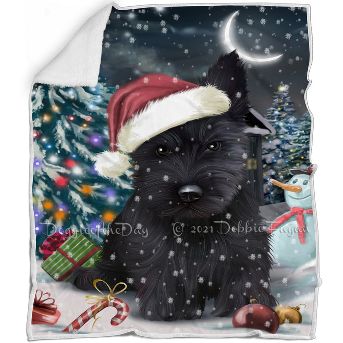 Have a Holly Jolly Christmas Scottish Terriers Dog in Holiday Background Blanket D165