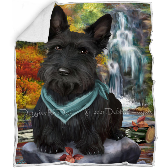Scenic Waterfall Scottish Terrier Dog Blanket BLNKT61149