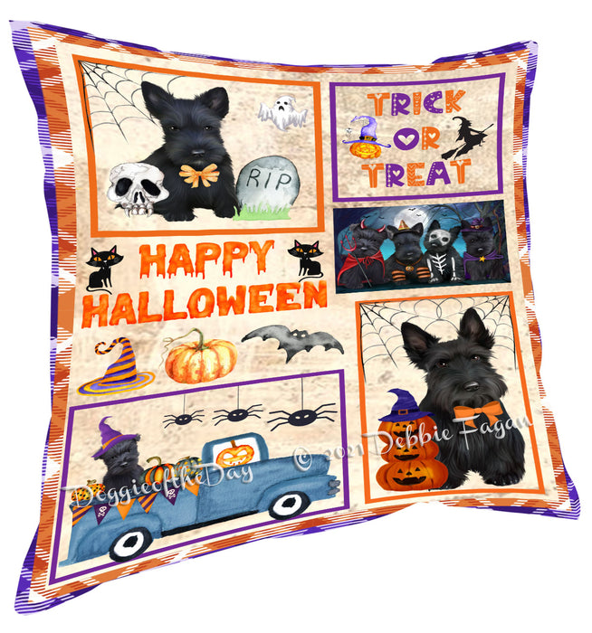Happy Halloween Trick or Treat Scottish Terrier Dogs Pillow with Top Quality High-Resolution Images - Ultra Soft Pet Pillows for Sleeping - Reversible & Comfort - Ideal Gift for Dog Lover - Cushion for Sofa Couch Bed - 100% Polyester, PILA88360