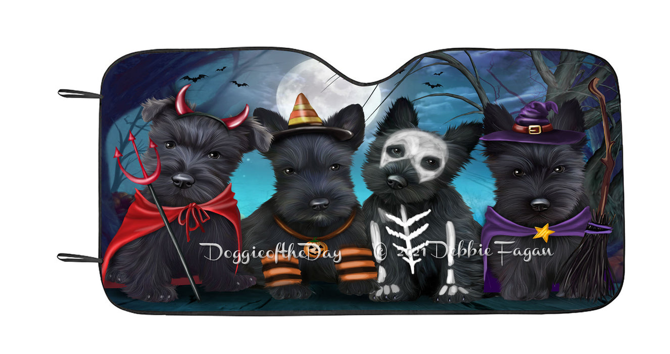 Happy Halloween Trick or Treat Scottish Terrier Dogs Car Sun Shade Cover Curtain
