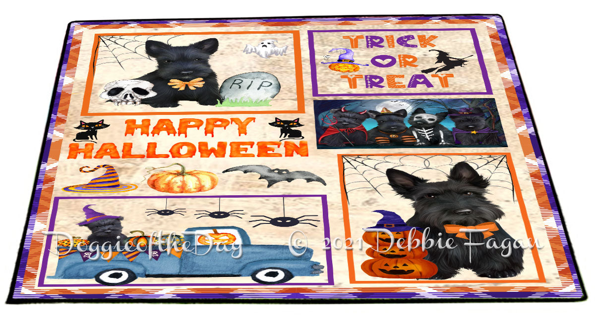 Happy Halloween Trick or Treat Scottish Terrier Dogs Indoor/Outdoor Welcome Floormat - Premium Quality Washable Anti-Slip Doormat Rug FLMS58201