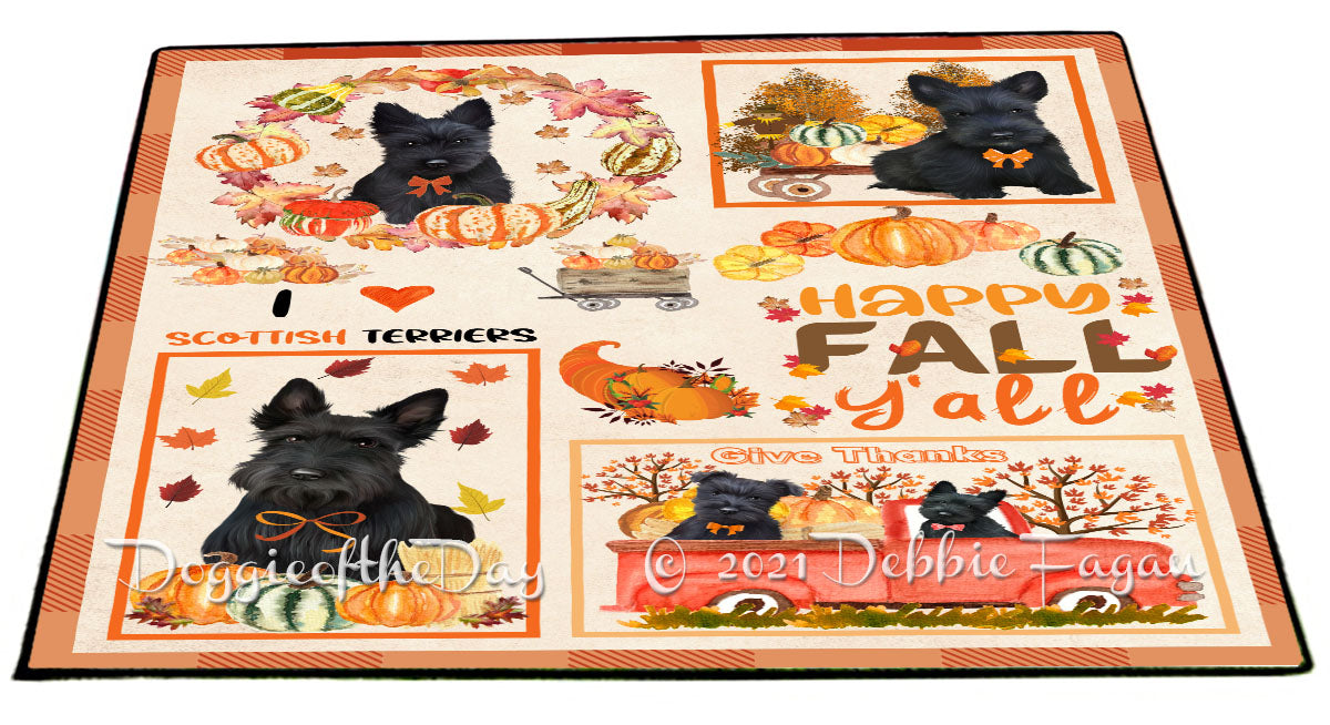 Happy Fall Y'all Pumpkin Scottish Terrier Dogs Indoor/Outdoor Welcome Floormat - Premium Quality Washable Anti-Slip Doormat Rug FLMS58741